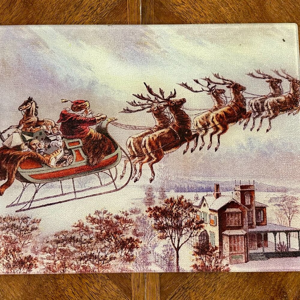 vintage Christmas art glass cutting board